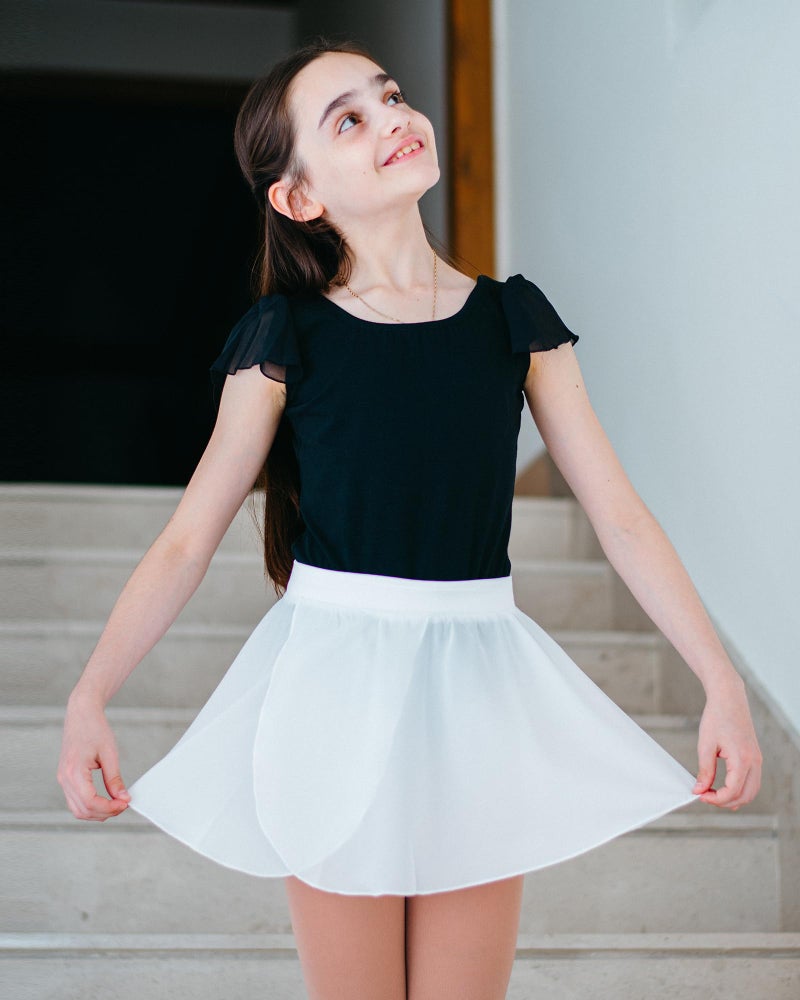 Stelle Girls Leotards Black Ballet Dance Leotards Ruffle Short Sleeve Gymnastics Outfits(Toddler/Little Kid/Big Kid) (Black, 110) - Image 3